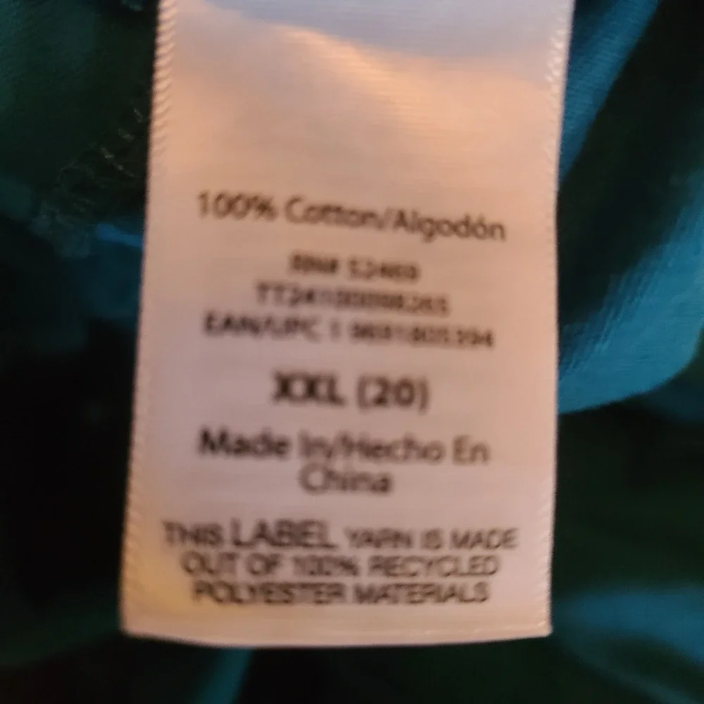 Time and Tru Tiered Dress Women XXL 20 Teal Flutter Sleeve Pockets 100% Cotton - Picture 8 of 9